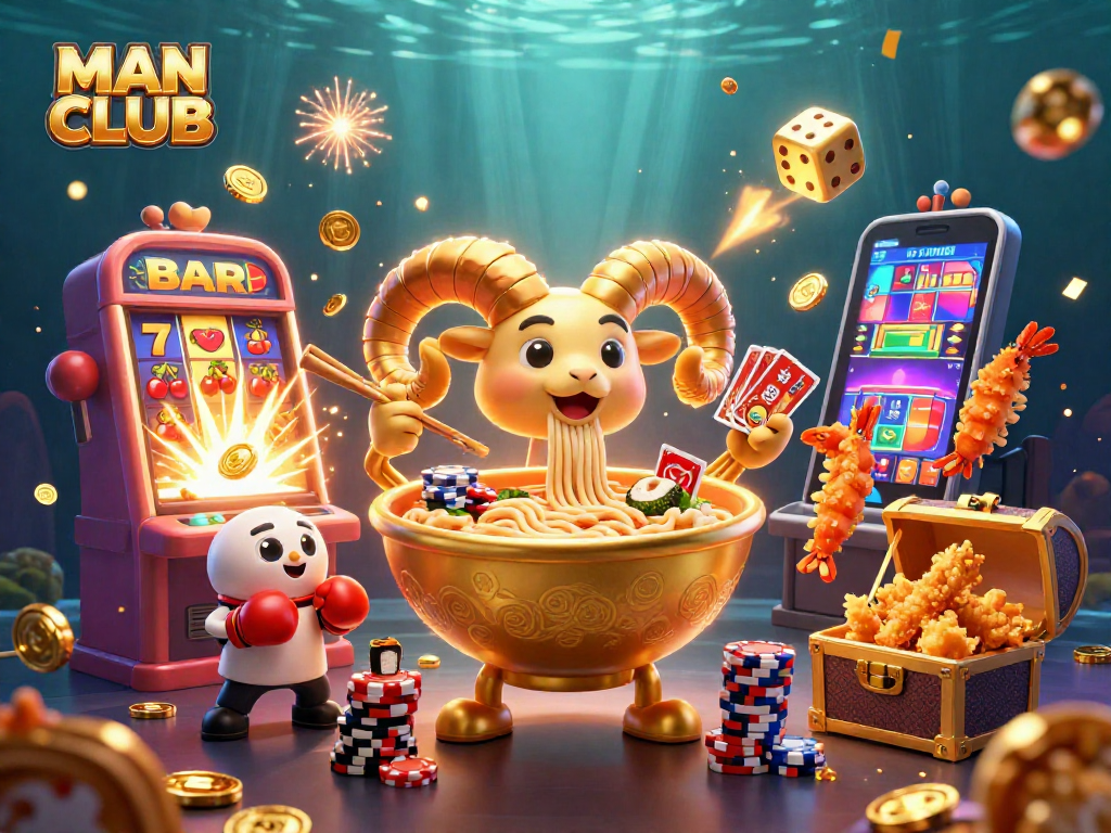 Experience the thrill at MAN CLUB with vibrant slots and lively casino characters.