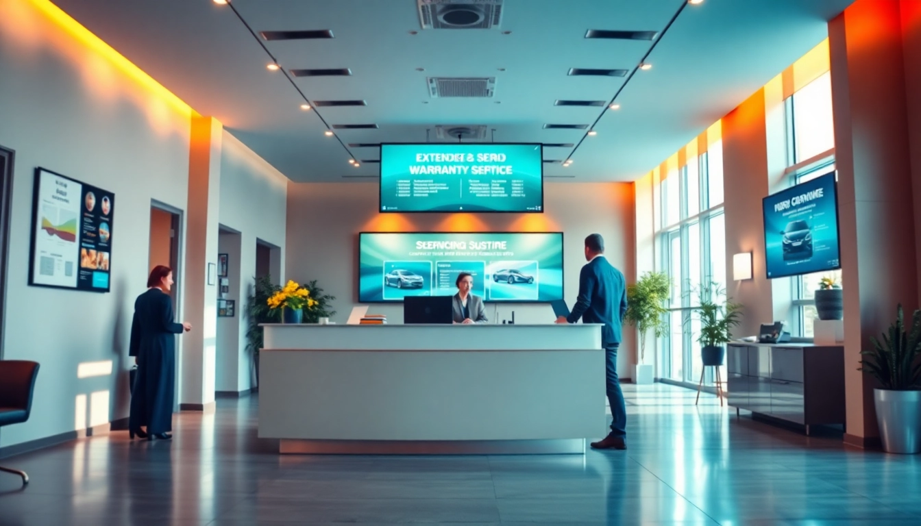 Engaging scene illustrating an extended warranty company with customer service for visual understanding.