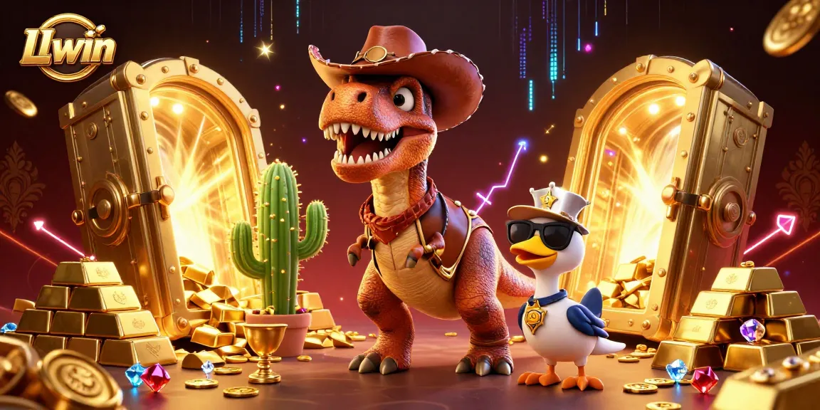 Experience thrilling jackpots and adventure with LLwin through vibrant 3D cartoon characters and casino treasures.