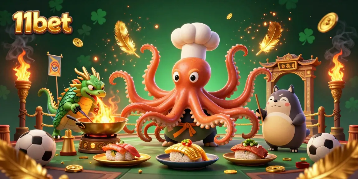 Engage with sports betting excitement at 11bet, featuring a dynamic 3D scene with vibrant characters.