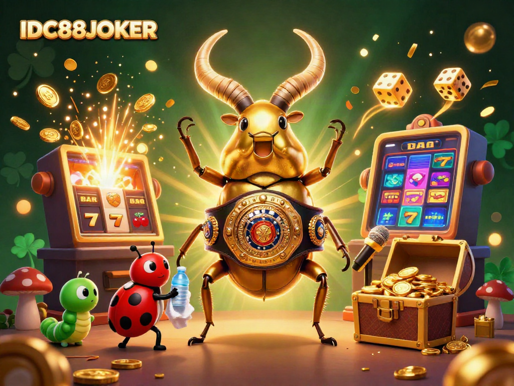 Engage in winning strategies at IDC88JOKER with a vibrant 3D casino scene featuring dynamic characters and elements.