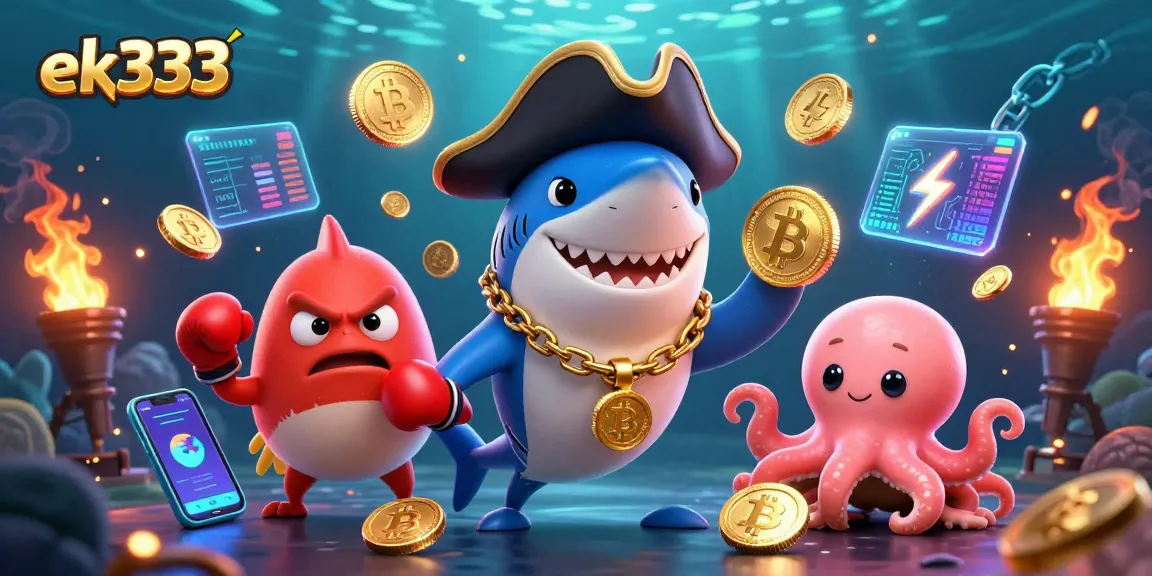 Engage in exciting gameplay with ek333 featuring cartoon characters and vibrant crypto elements.