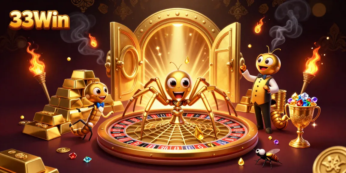 33Win offers a thrilling betting experience in a vibrant, animated casino scene highlighting excitement and engaging games.