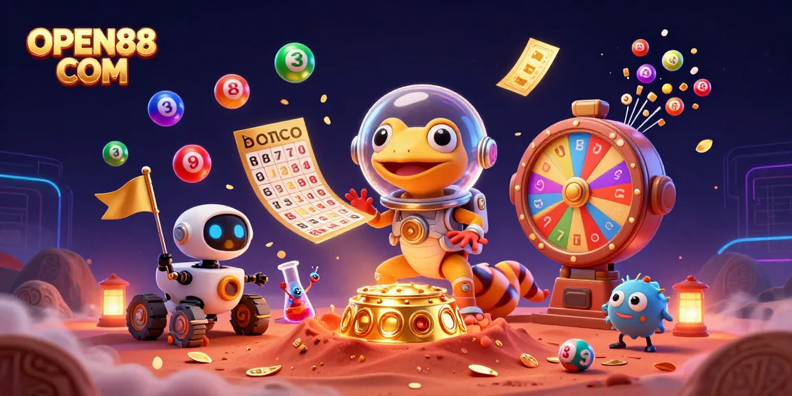 Engage with OPEN88 COM for exciting casino experiences featuring a vibrant 3D Martian scene.