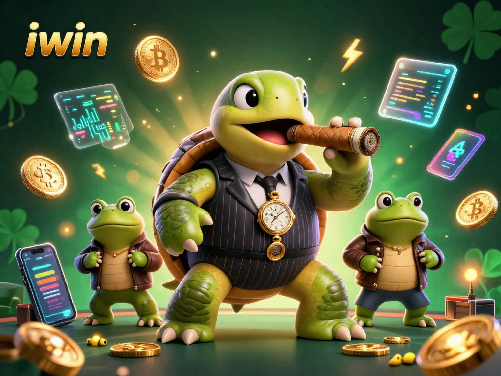 iwin players strategizing their luck in an exciting casino scene filled with crypto elements.