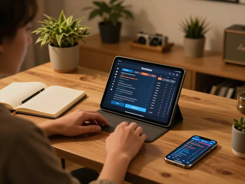Engaging gameplay on go8 platform from a cozy home setup with tablet and betting notes