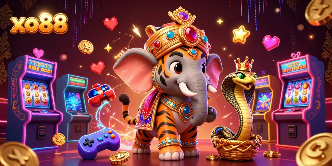 Experience bold wins with xo88 through a vibrant maharaja-themed casino illustration packed with interactive game elements.