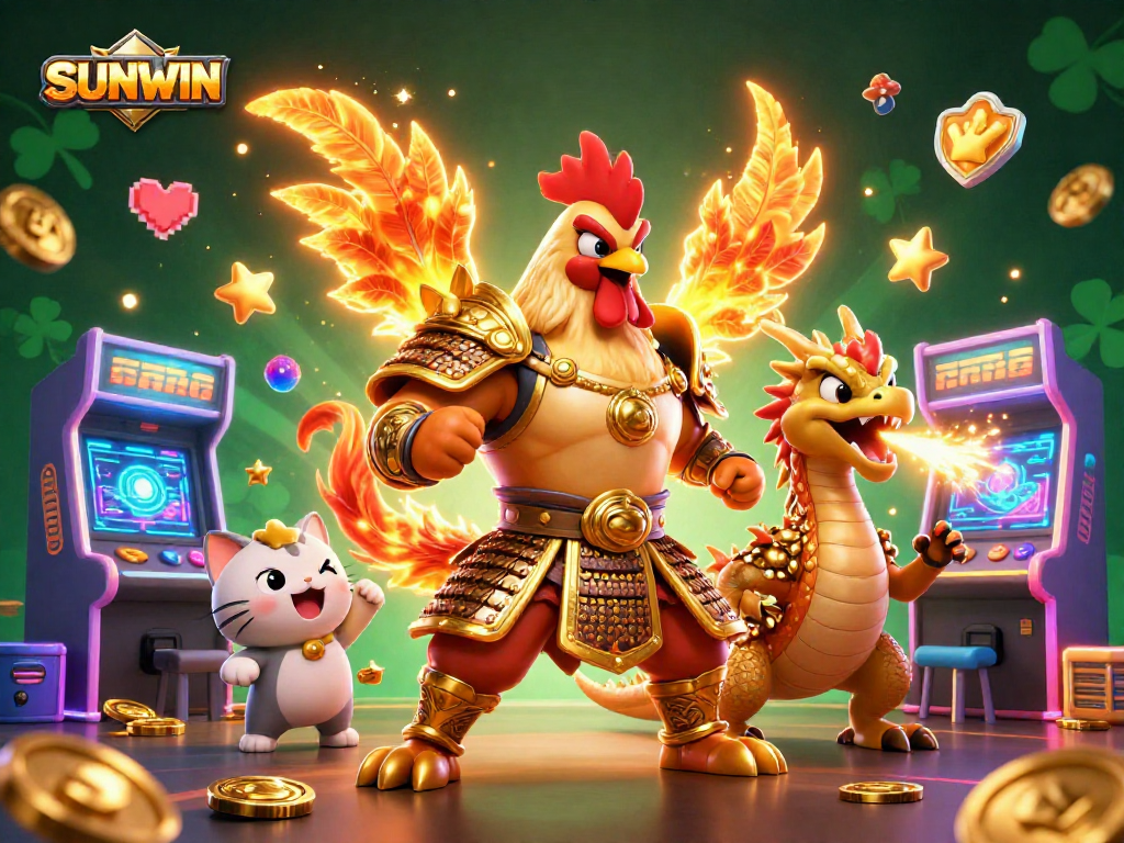 SUNWIN empowers players with exciting slots and jackpot games illustrated in a vibrant 3D scene.