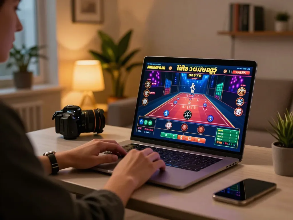 Engaging in online gambling with 88aa displayed on the laptop screen in a comfortable home setting
