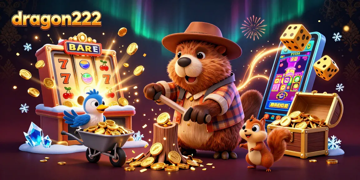 Experience thrilling wins at dragon222 with colorful slot machines and cartoon characters celebrating jackpots.