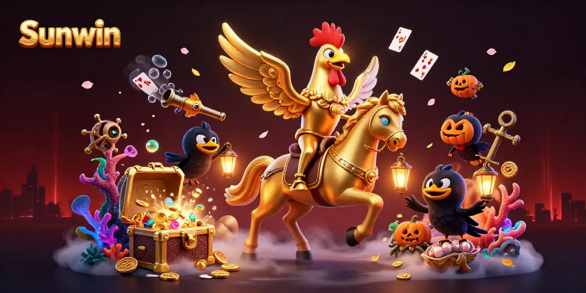 Experience thrilling gameplay at Sunwin with a whimsical golden rooster in a vibrant casino.