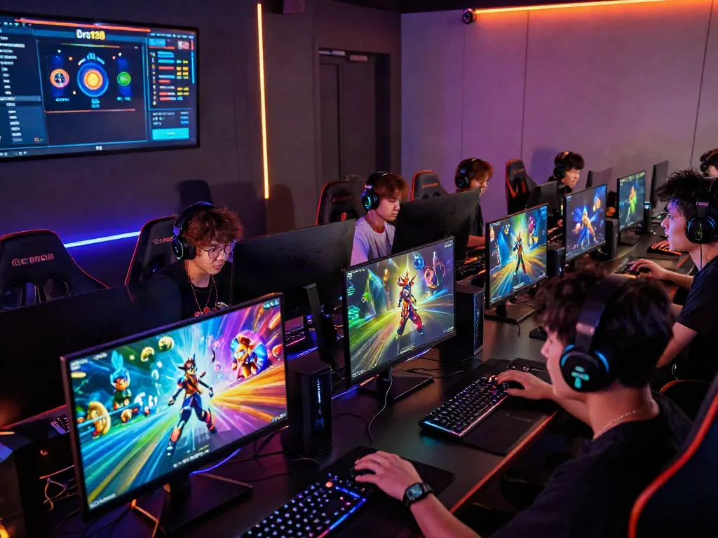Engaging online gaming environment featuring players focusing on bro138 slot and vibrant game interfaces.