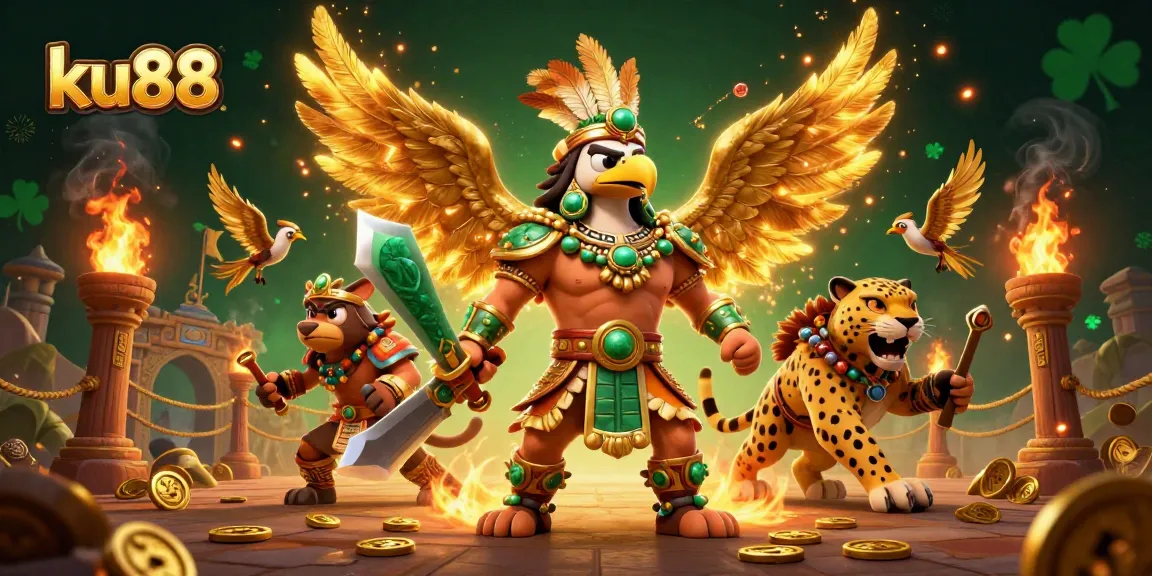 Experience thrilling moments at ku88, featuring dynamic Aztec warriors and rich casino elements.