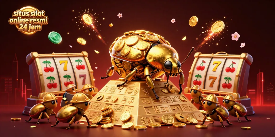 Menggulung koin emas dengan dung beetle raksasa di situs slot online resmi 24 jam yang penuh keberuntungan.