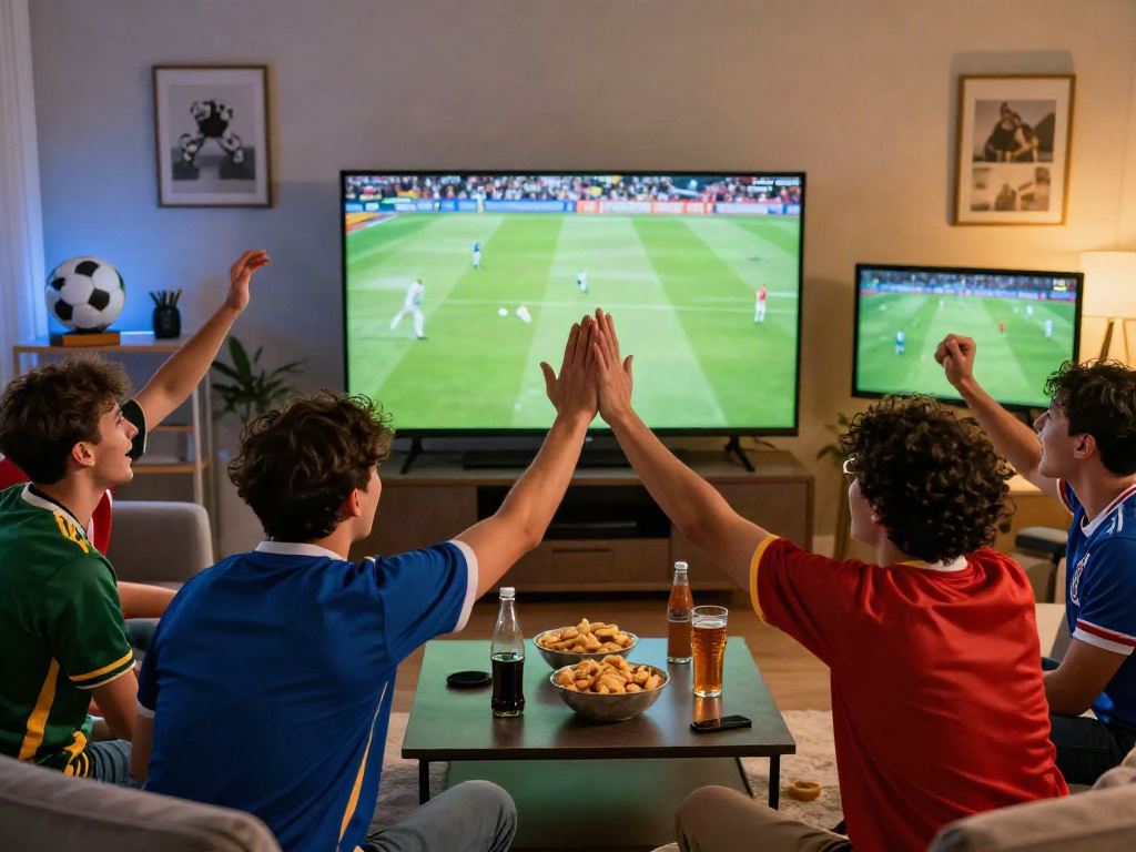 Football fans enjoying a live match at https://xoilactvx.me/ in a vibrant atmosphere.