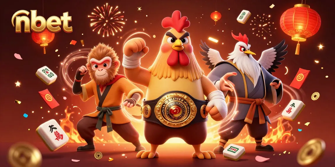 Experience excitement with nbet in this vibrant 3D casino illustration featuring martial arts characters.