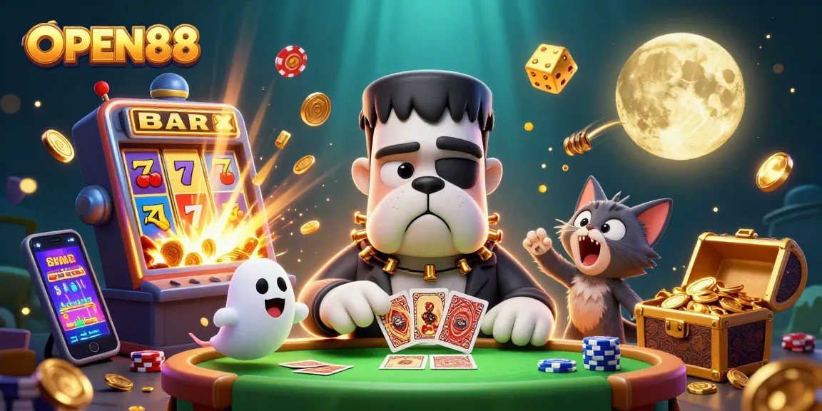 Experience the thrilling gameplay at OPEN88 with a lively 3D casino scene filled with excitement.