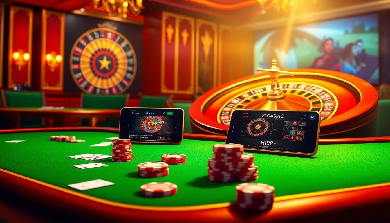 Experience the excitement of Hi88 with vibrant casino tables and immersive gambling action.