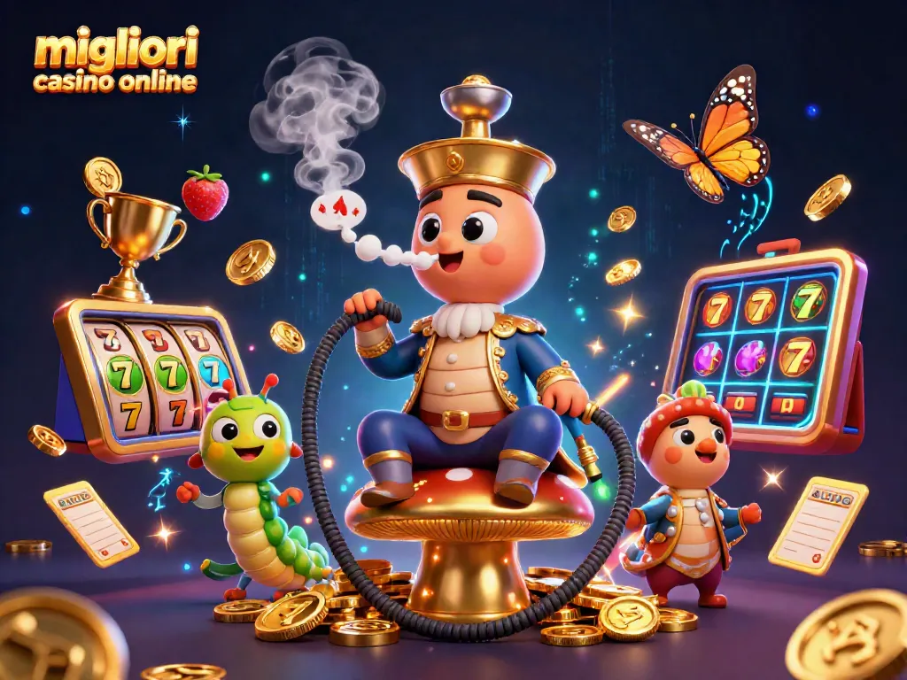 Scopri i migliori casino online con offerte straordinarie e simboli di vincita in un'illustrazione vivace.
