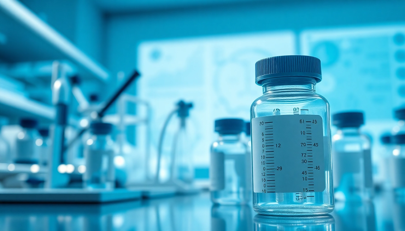 Showcasing peptides in a professional laboratory setting with advanced scientific equipment.