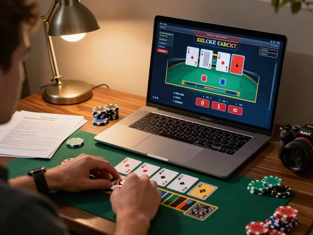 Player places a strategic bet in an online blackjack game at 789 casino.