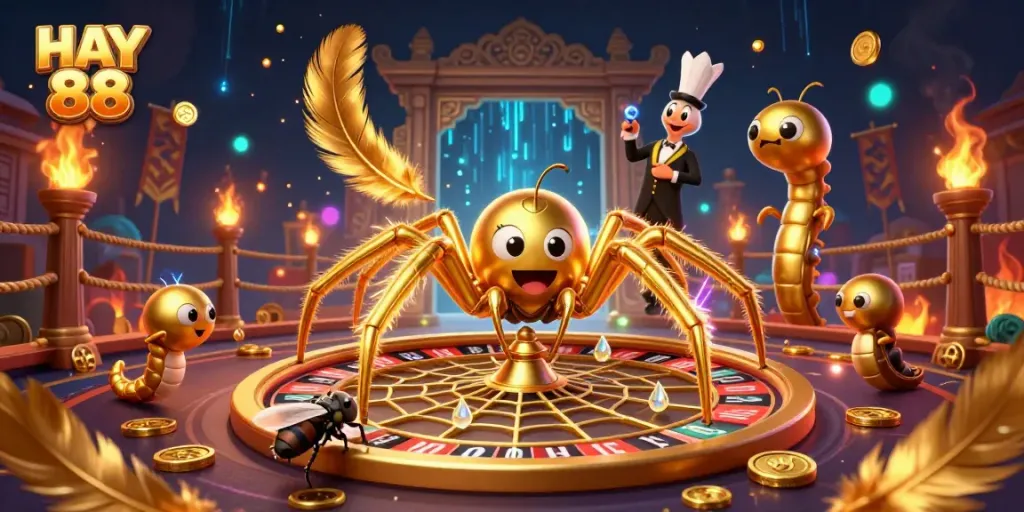 Experience thrilling gameplay at HAY 88 with vibrant characters in a spectacular casino illustration.
