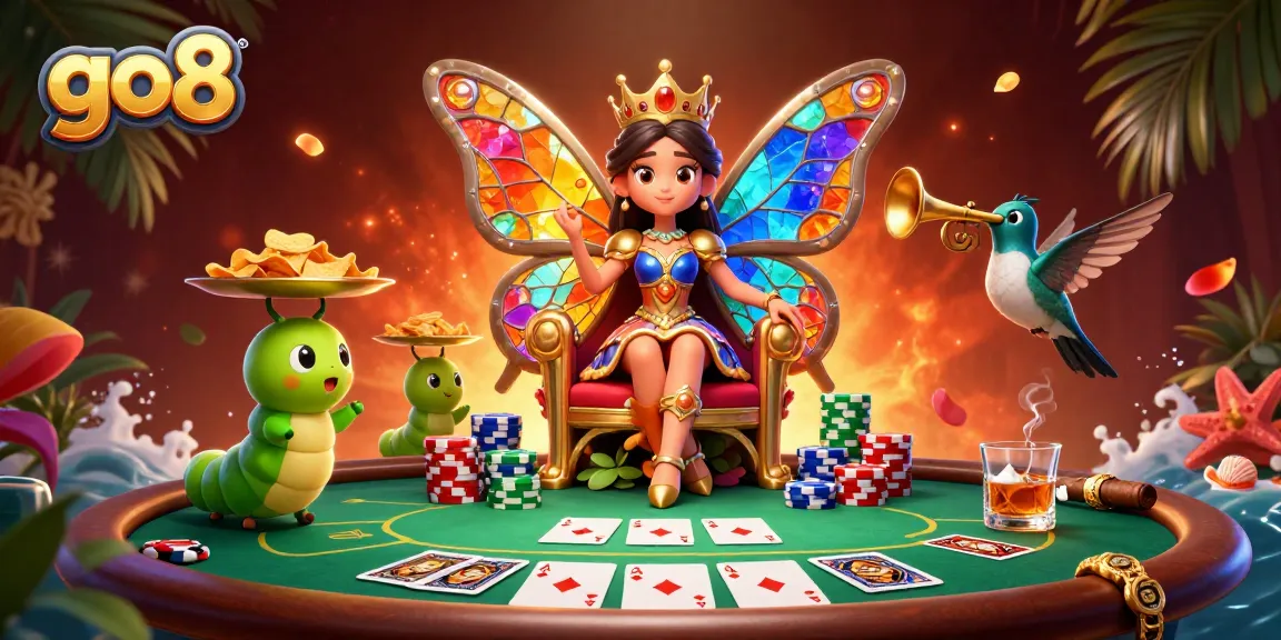Engage in exciting gameplay at go8 with a butterfly queen presiding over dynamic casino elements.