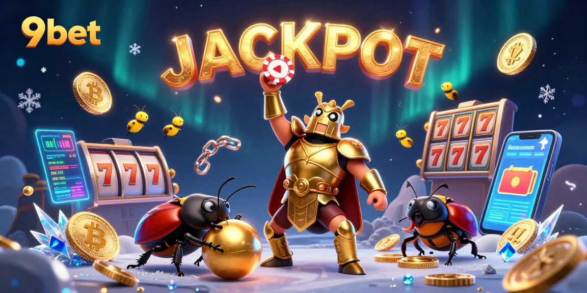 Engage with 9bet and witness a victorious hercules beetle in a dazzling casino scene.
