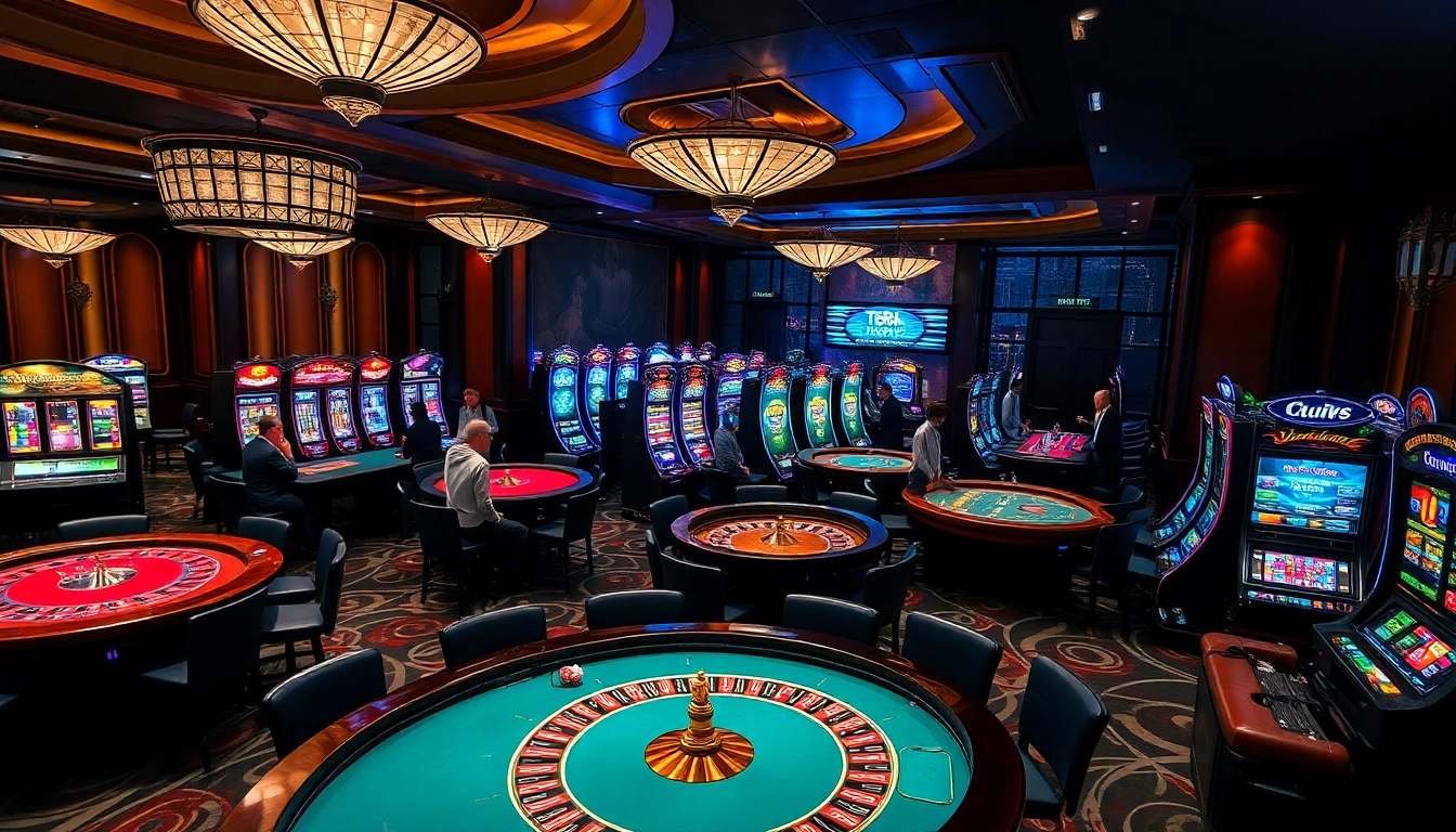 Experience the excitement of nhà cái tg88 with luxury gaming tables, vibrant slot machines, and engaged players.