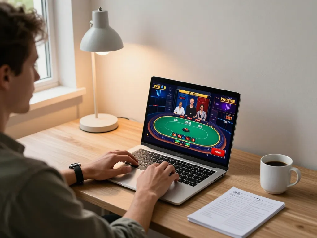 Engaging poker gameplay on GO99 online casino setup with player strategizing