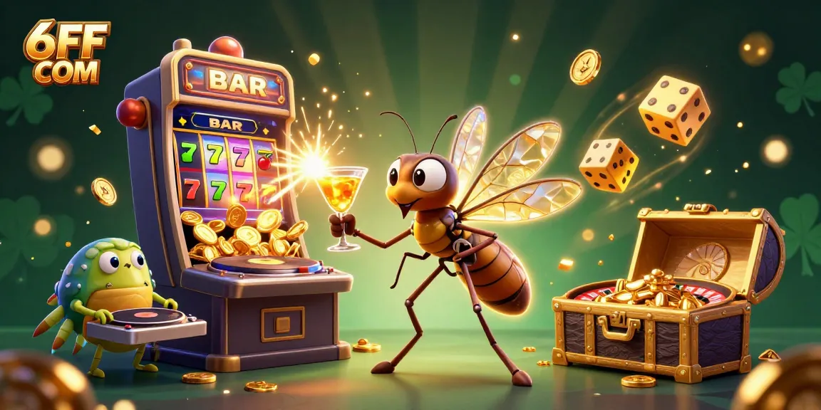 Engage with 6FF COM's vivid casino experience featuring a lively mosquito mascot, trilobite DJ, and exciting gaming elements.