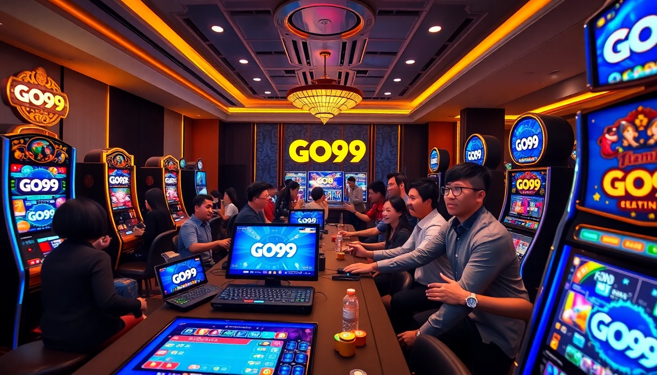 Exciting GO99 online gaming scene featuring players at a modern casino.