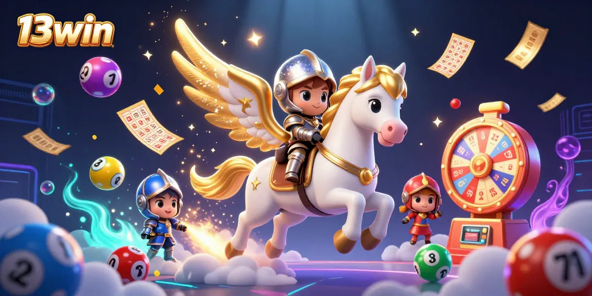 Experience the excitement of 13win with vibrant 3D illustrations showcasing lottery fun and dynamic gameplay.