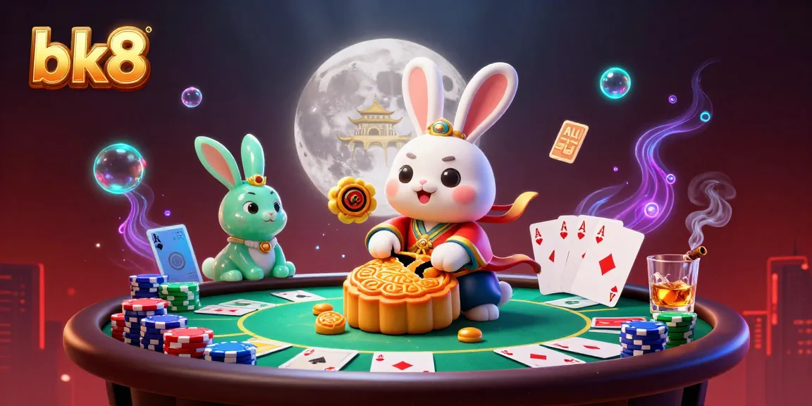 Engage with bk8 in a magical moonlit casino scene full of vibrant poker elements and folklore charm.