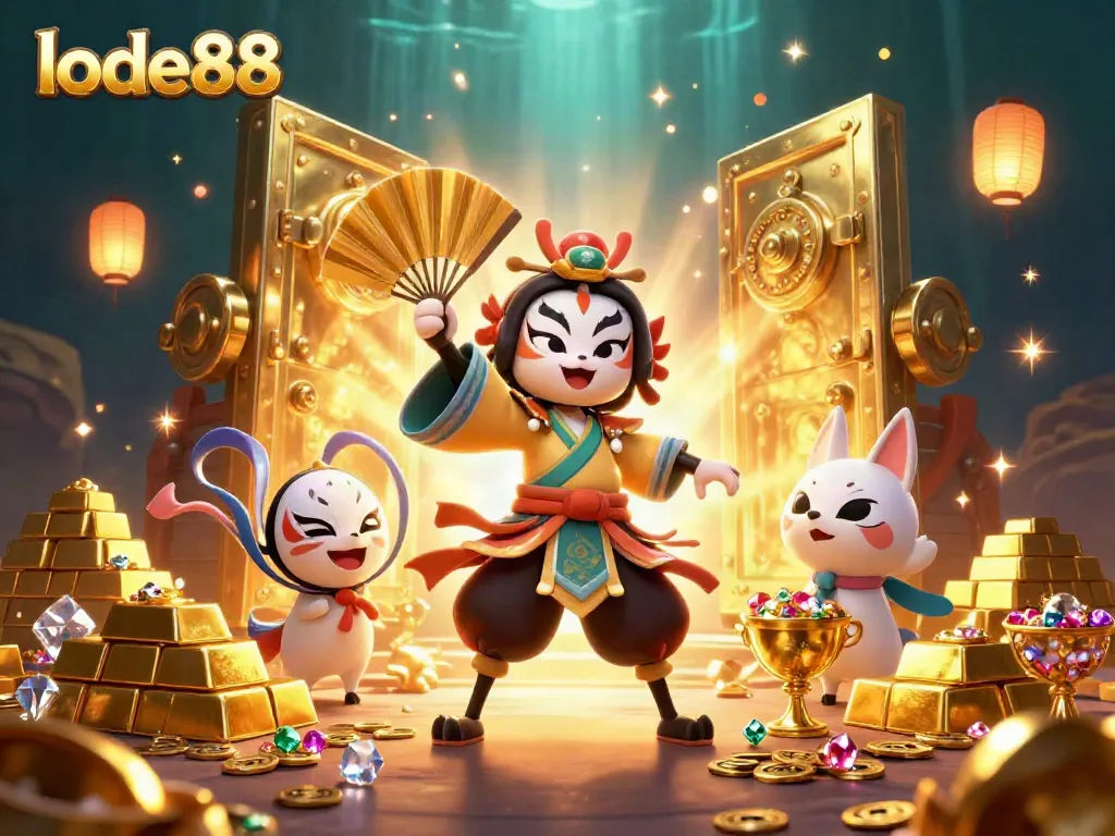 Experience exciting wins at lode88 with kabuki warriors and treasures in a dynamic casino scene.