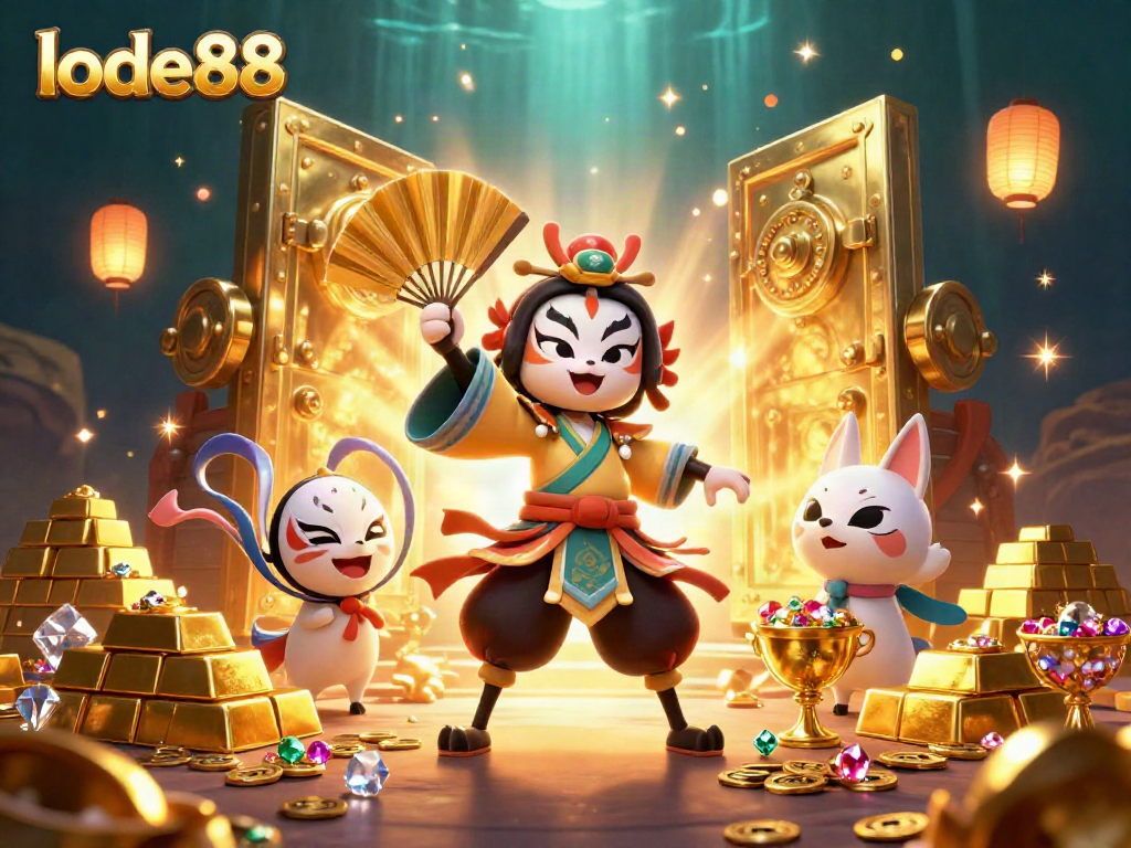 Experience exciting wins at lode88 with kabuki warriors and treasures in a dynamic casino scene.