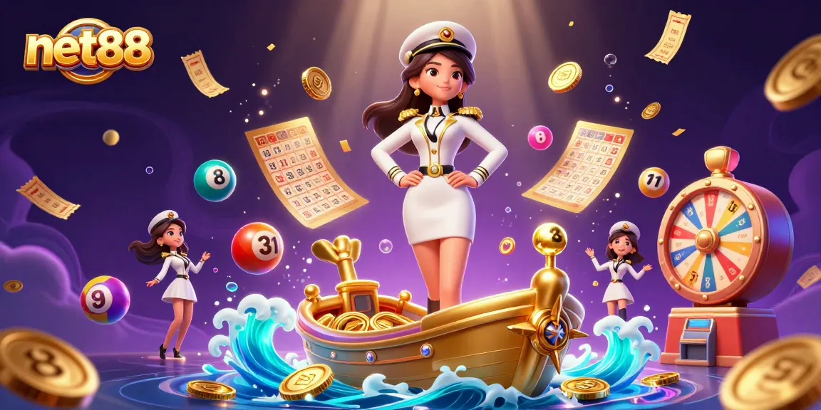 Experience thrilling wins at net88 with a vibrant 3D casino scene featuring lively gaming elements.