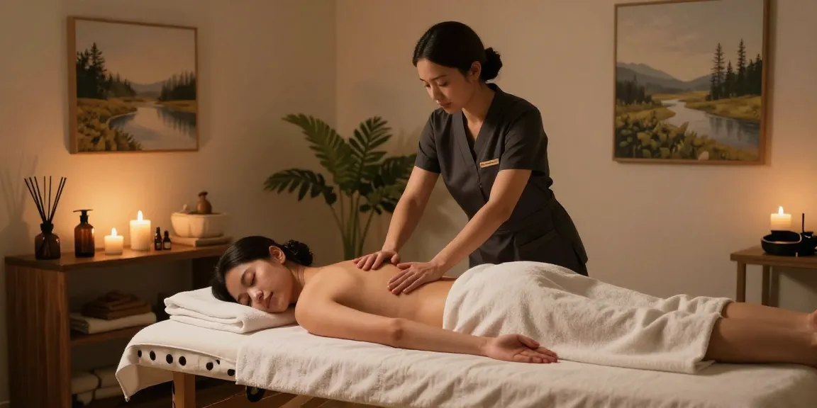 의정부출장마사지 in a tranquil home setting with a professional therapist providing a relaxing massage to a client.