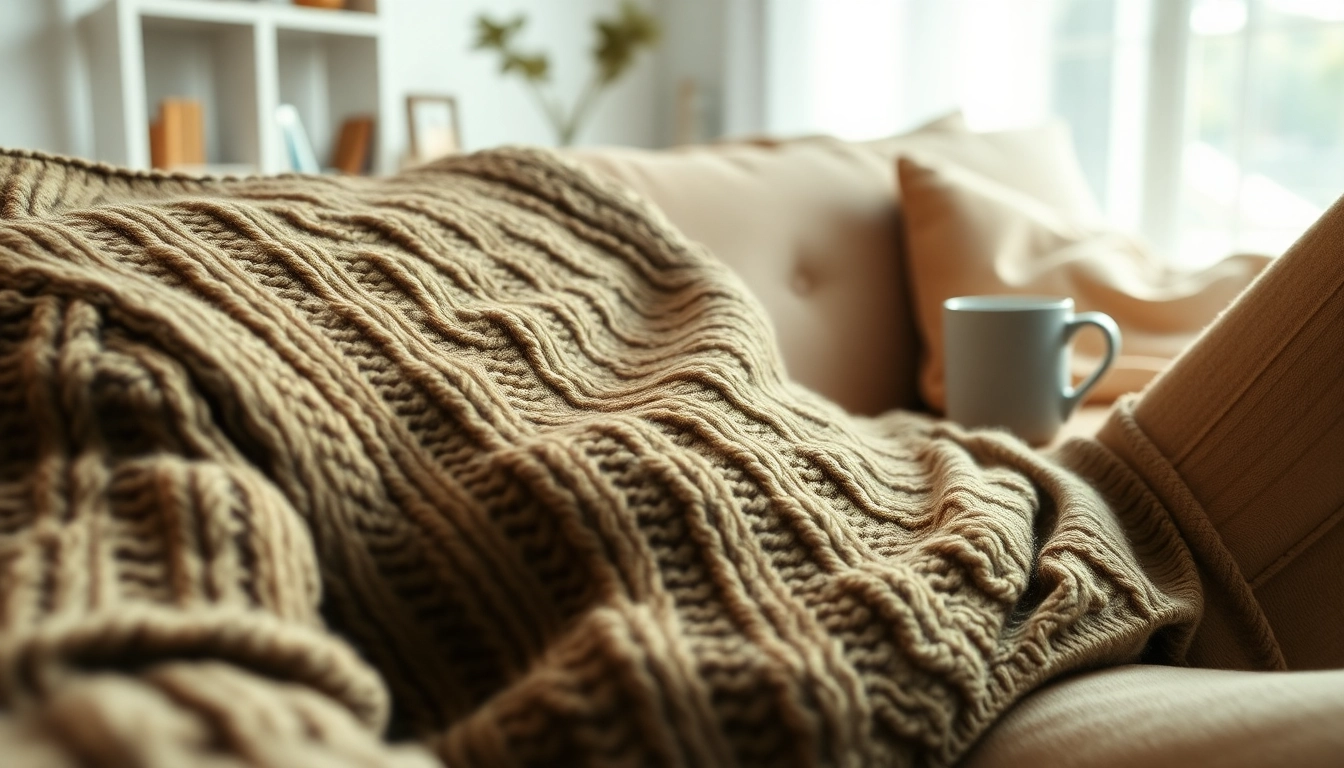 Person enjoying a cozy moment in stylish sweaters, showcasing warmth and comfort in a living room setting.