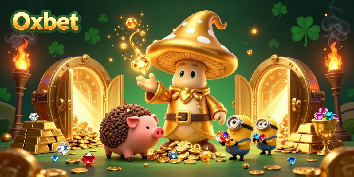 Engage with Oxbet's enchanting casino adventure, featuring golden treasures, magical wizards, and rich gemstones.