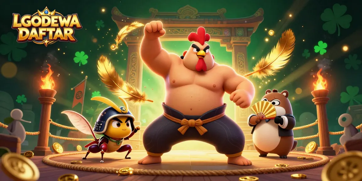 Experience LGODEWA DAFTAR with vibrant casino characters in an action-packed 3D illustration.