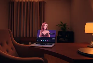 Porn chat AI interaction in a modern chatroom with a sleek digital interface.