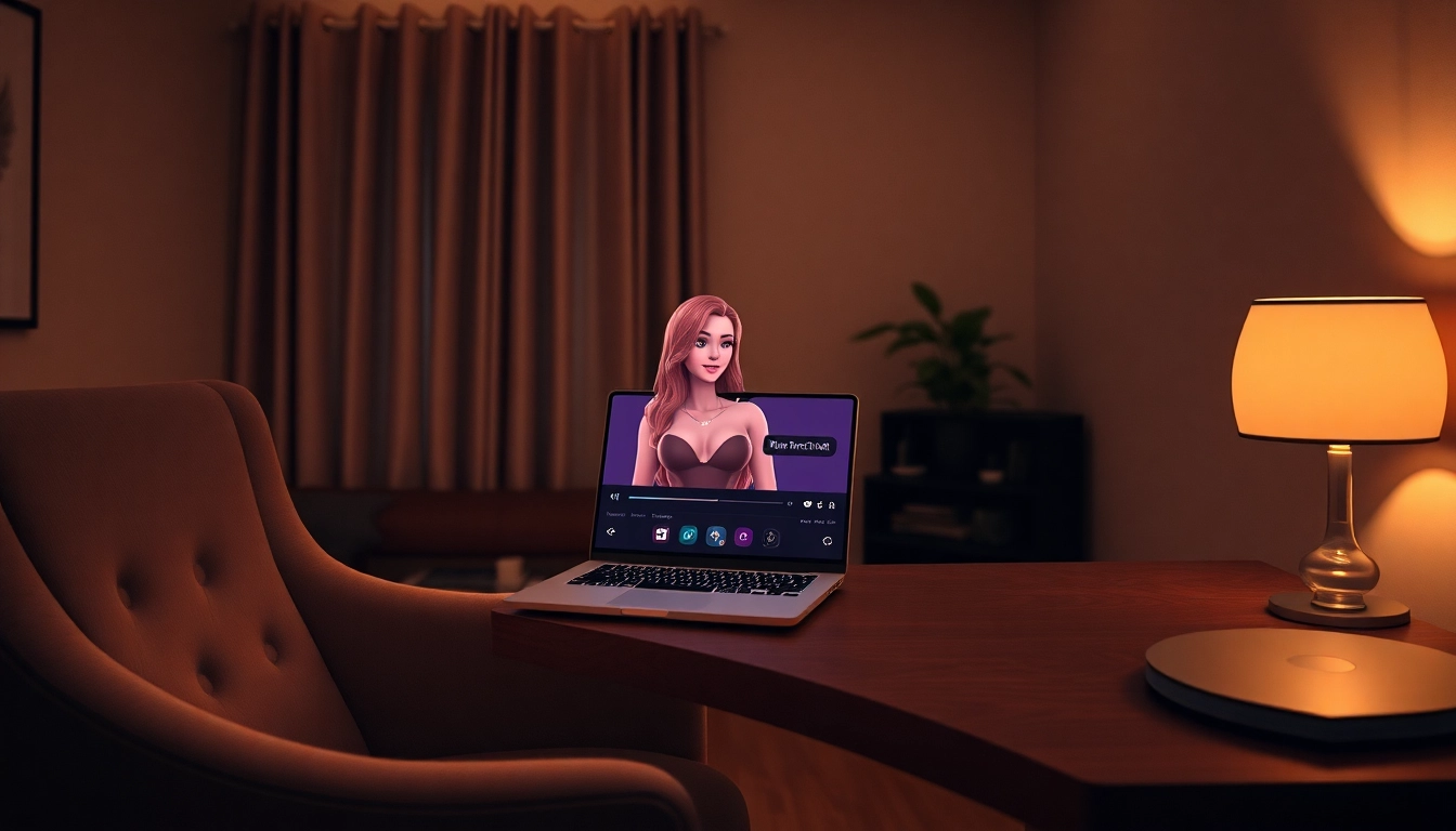 Porn chat AI interaction in a modern chatroom with a sleek digital interface.